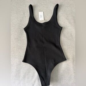NWT Z Supply Black Ribbed Women’s One-Piece Thong Bodysuit Sz S